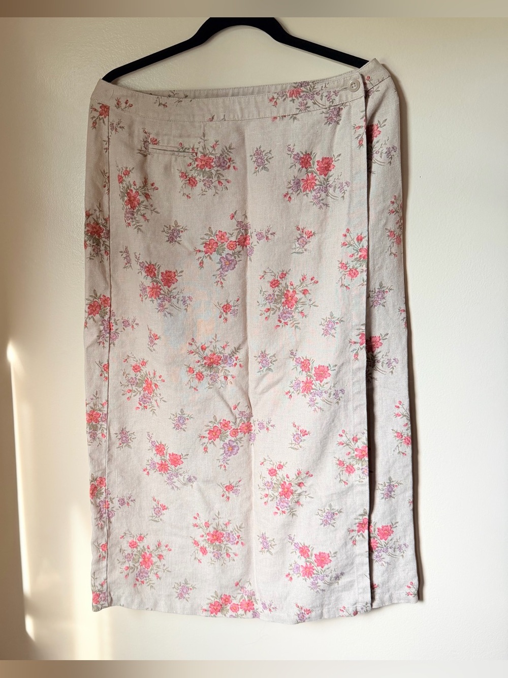 Eddie Bauer 100% Linen Floral Midi Maxi Skirt Petite 14 Botanical Cottagecore